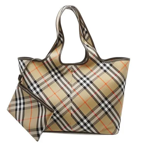 버버리 미디엄 체크 토트 샌드 토트백 8093976