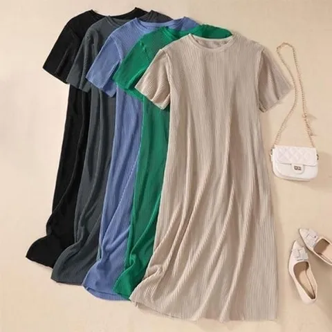 셀러허브 패션 [라일리여성의류] Rly 빅사이즈 여성 라운드 골지 여름 치마 주름 롱