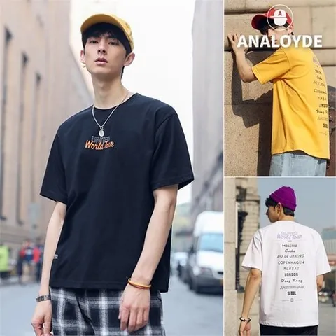 Analoyde 남자반팔티 빅사이즈 오버핏 레터링 남성 면티셔츠 프린트 라운드넥 MT01_P061812737