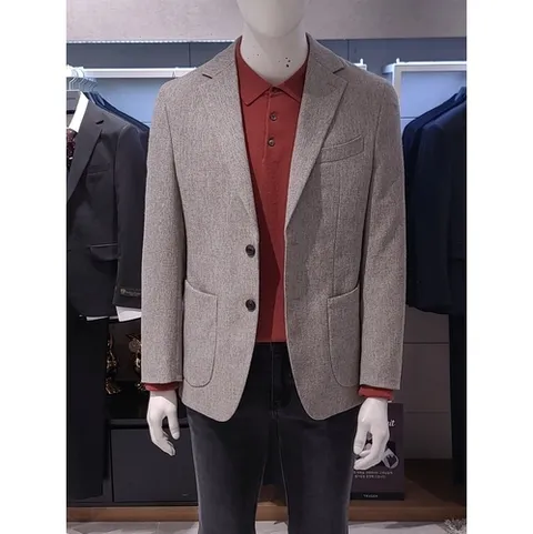 트루젠 남성 봄 여름 린넨혼방 베이지컬러 아웃포켓 캐주얼 자켓 비지니스 캐주얼 자켓