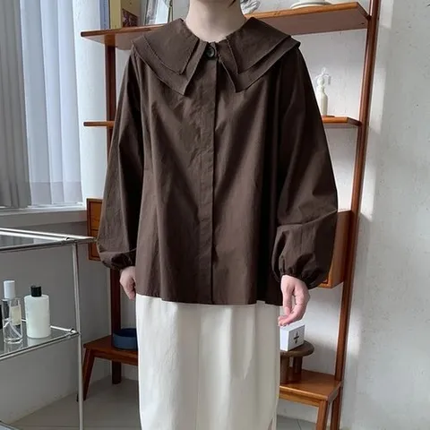 아이우먼 빅사이즈 410 이중카라플리츠블라우스 DSMS673_P376378759