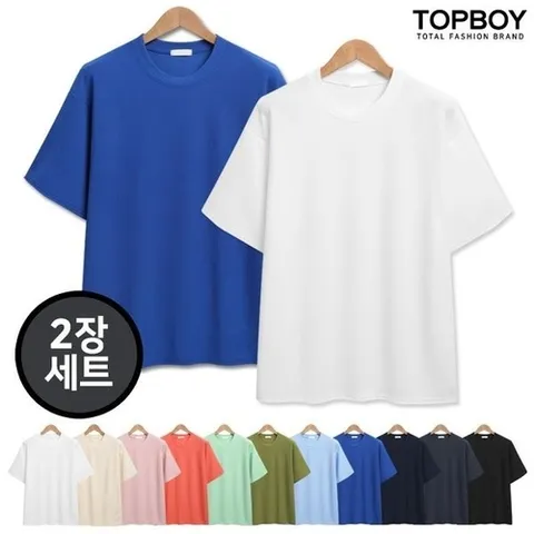 TOPBOY 2장세트 썸머 오버핏 라운드 반팔티 BTBS876_P307644206