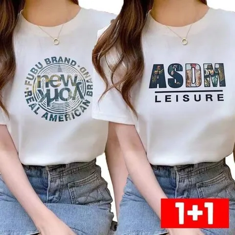 셀러허브 패션 [체리캣] 1+1 여성 베이직 흰색 반팔티셔츠 세트 T-74