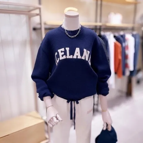 시에로 SJ3KTF358ICELAND 원단패치 스트링 니트