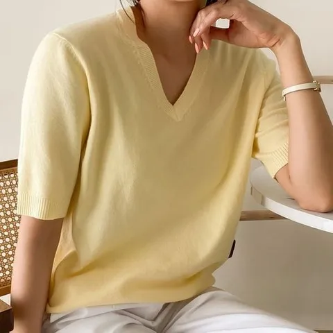 나인포시즌 코두 브이넥 홀가먼트 연노랑 노랑색 민트색 소라색 하늘색 핫핑크 라벤더 연보라 기본 베이직 _P337589451