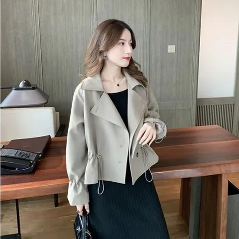 셀러허브 패션 [슈썸] 핏이 예쁜 스트링 숏 트렌치 자켓 DHH-B31