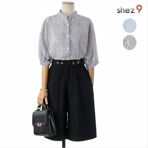 쉬즈나인 라빈스 아사 줄 블라우스_P323299343