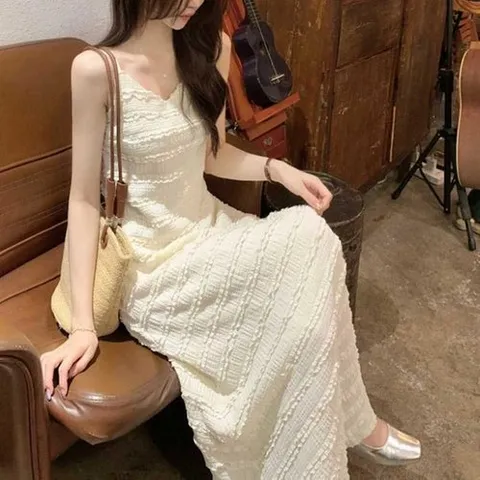셀러허브 패션 [오노마] ONM 브이넥 캉캉 레이스 나시 롱원피스 A라인핏 링클소재 (18856591)
