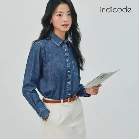 인디코드 여성 뉴 에센셜 데님셔츠 2종