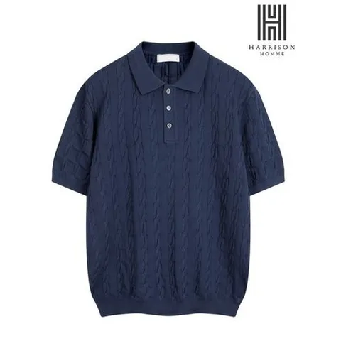 HARRISON 케이블 디테일 꽈배기 반팔니트 KTOC1176_P366266769