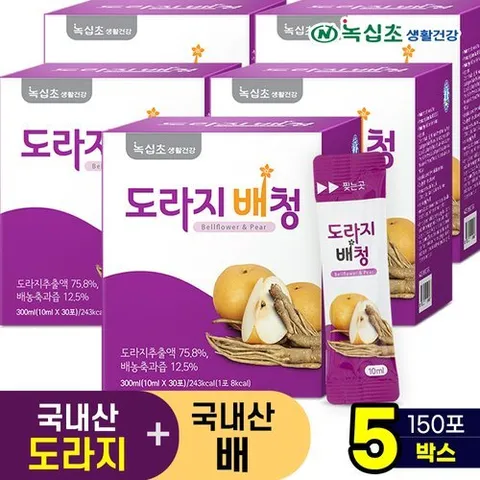 녹십초 도라지배 청 스틱 30포x5박스(150포)/국내산