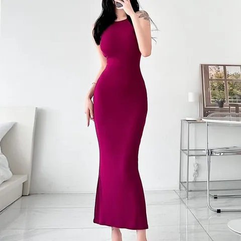 신상오픈런 여자 여름 휴가지룩 슬림 골지 롱원피스