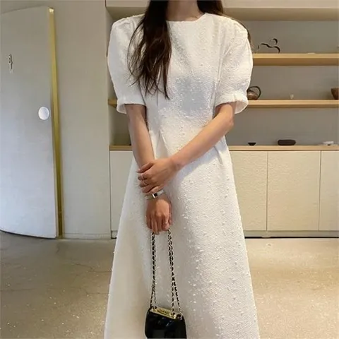 셀러허브 패션 펄 트위드 반팔 돌잔치 셀프웨딩 추천 롱원피스