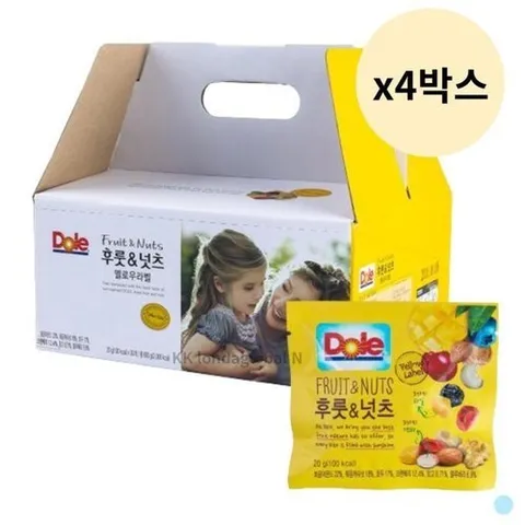 셀러허브 식품 Dole 돌 후룻 넛츠 옐로우라벨 견과류 20g 50봉 X 4