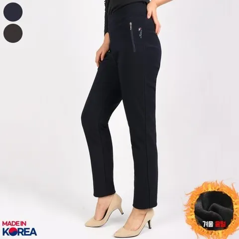 패션플러스 [NK아울렛] 엔케이아울렛 NKD겨울여성꿀스판지퍼바지 스판 밴딩 기모 골프웨어 등산복