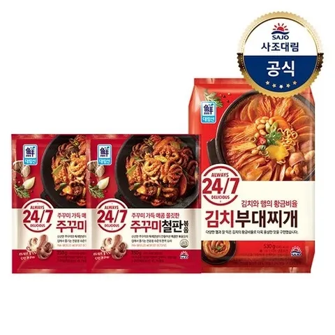 사조대림 [대림냉동] 24/7쭈꾸미철판볶음 350g x2개 +김치부대찌개 530g x1개