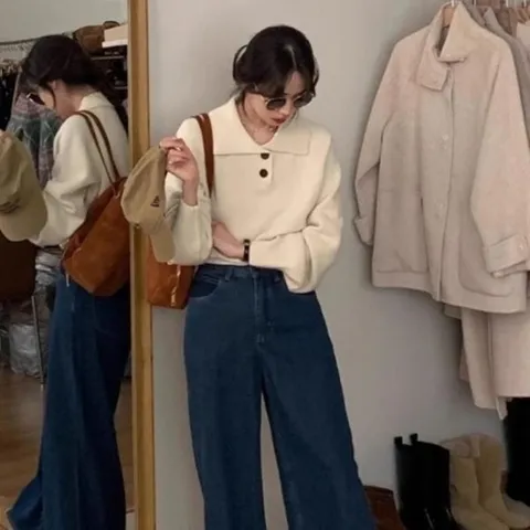 옷자락 여성 간절기 봄가을 루즈핏 니트 풀오버_P415991256