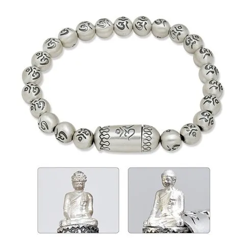 골드모아 실버 부처 염주팔찌 [광명진언] .