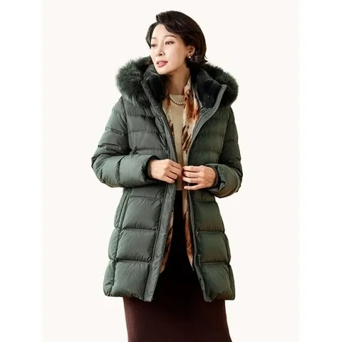 마담엘레강스 줄리안 폭스후드 머스크렛 카라 구스다운 코트 K234CT01_P351032478