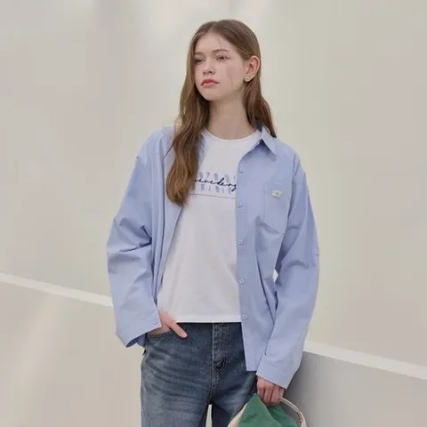 리안뉴욕 코튼 트윌 셔츠 블라우스라이트블루_P391623416