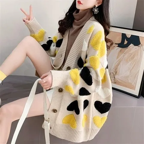 셀러허브 패션 데일리 입체하트 오버핏 가디건 (52778329)