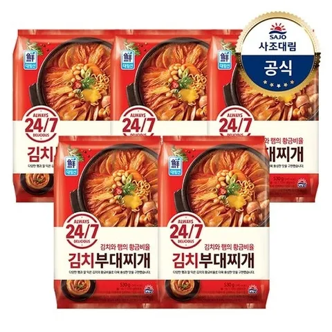 사조대림 [대림냉동] 24/7김치부대찌개 530g x5개