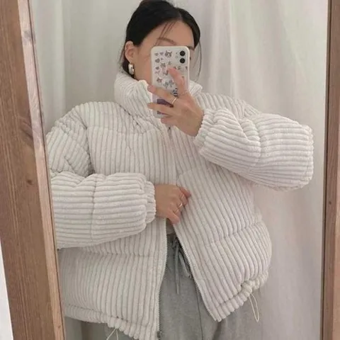 셀러허브 패션 [오노마] ONM 코듀로이 하이넥 숏패딩 웰론충전재 포근 밑단스트링 (23561118)