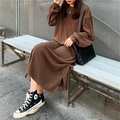 엄지척 원피스 원피스 루즈핏 골지 데일리19913179667501