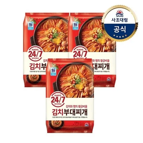 사조대림 [대림냉동] 24/7김치부대찌개 530g x3개