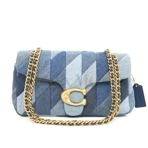 코치 [중고명품] 코치 데님 태비 숄더백 26 위드 패치워크 체인 크로스 CAM91