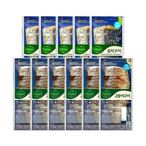 CJ제일제당 비비고 노릇하게구운 생선구이 11개 (고등어6+삼치5)(냉동)