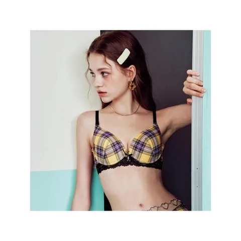 솔브 정상 영한 감성의 스쿨룩풍 투톤체크 ABC컵 몰드브라 SBRD377ABCT_P345219569