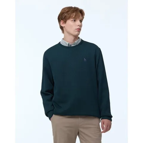 헤지스남성 헤지스 남성 [스테디셀러] 그린 짜임 면 맨투맨티셔츠  (WHTS4D446E3)