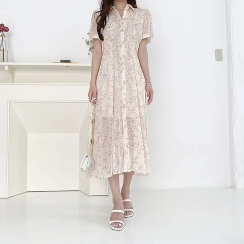 기타브랜드 네쥬 여성 여름 고급 플라워 예쁜 반팔 롱 원피스