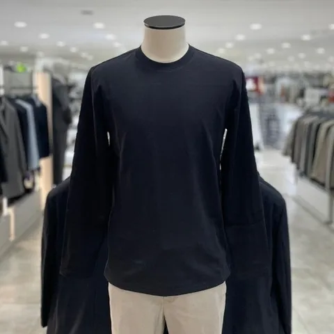 지오지아 수피마 코튼 긴팔 라운드 티셔츠ABE4TR1104BK