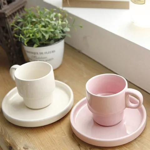 해울라이프 파스텔 에스프레소 2인세트 70ml-머그컵/컵/커피잔세트