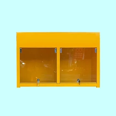 셀러허브 생활리빙 철제 노랑 개인보호구함 2구(69x40x49cm)-안전보호구 보관함 전면 투명PC창