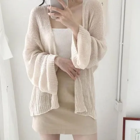 셀러허브 패션 [QNT5V530_58]카디건 루즈핏 벌룬소매 비치로브 바캉스