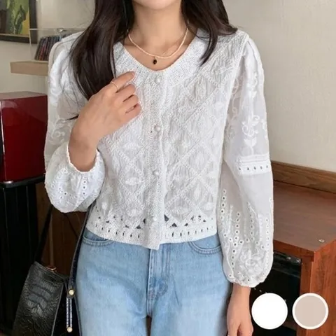 셀러허브 패션 예쁜 스위트 자수 느낌 레이스 데일리 패션 여성 블라우스 (49295342)
