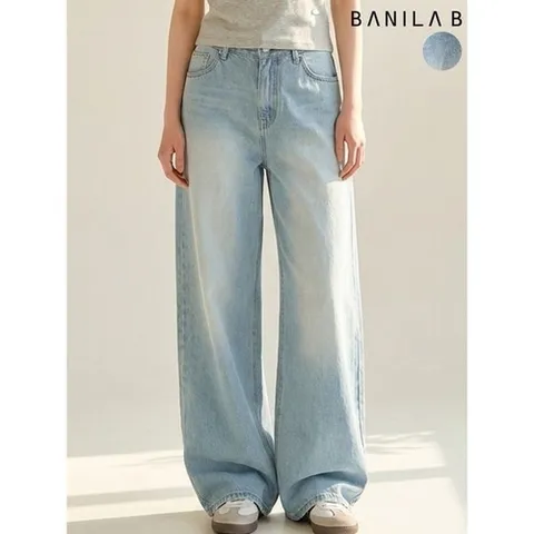 바닐라비 여성 뒷밴딩 벌룬 워싱 데님팬츠_P418374869