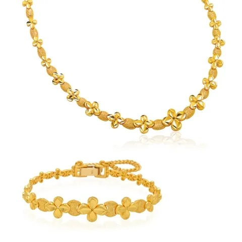 골드모아 순금 목걸이 팔찌 세트 56.25g [꽃잎 클로버]