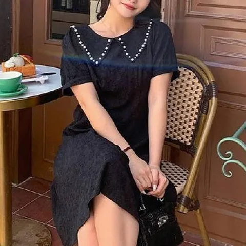 셀러허브 1 [XBJ33JKL]여름원피스 카라넥 진주단추 포인트 정장룩 (15705141)