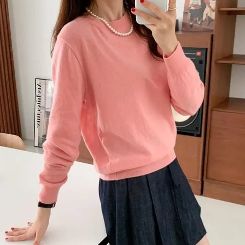 셀러허브 1 여자 울니트 캐시혼방 U넥 여친 티셔츠_3