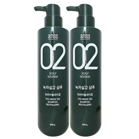 셀러허브 1 아모스 녹차실감 리바이탈라이징산뜻한 타입 지성 샴푸 500g 2개
