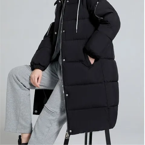 엄지척 여자 겨울 모자달린 Padding 롱파카