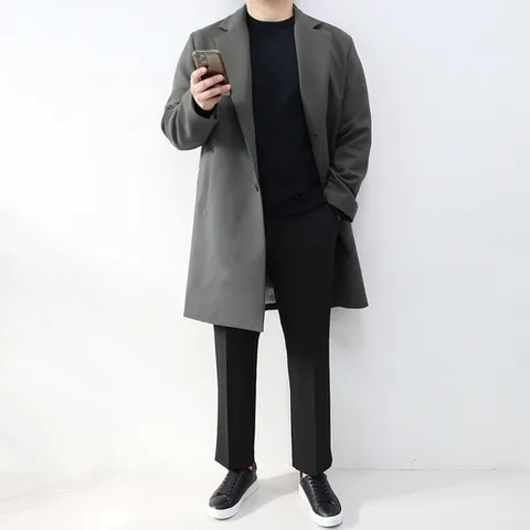 패션플러스 [엠클로] 남자 빅사이즈 오버핏 봄 가을 간절기 싱글 코트