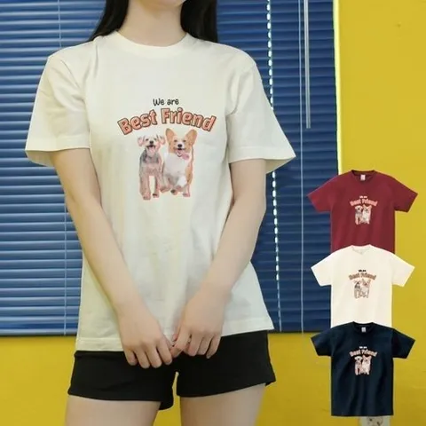 셀러허브 패션 [험블스튜디오] 강아지 프린팅 오버핏 공용 여름 반팔