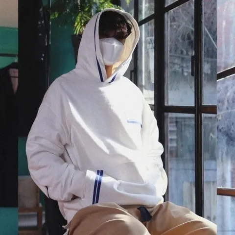 셀러허브 패션 [MAS] 마스 블루 트리밍 후디_화이트