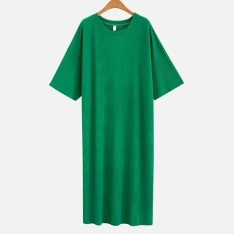 패션플러스 루즈핏 데일리룩 플리츠 반팔 엘라로사원피스