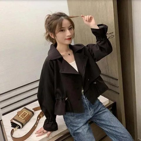패션플러스 [셀럽하우스] 허리와소매 VHXO8114 스트링 세련되고 고급스러운 숏트렌치자캣